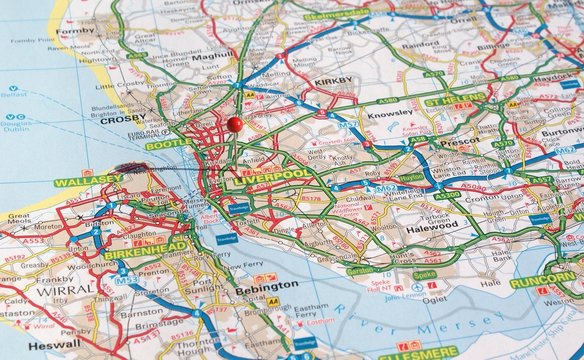 Map showing Liverpool and Birkenhead