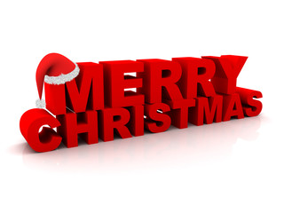 The words Merry Christmas and a christmas hat.