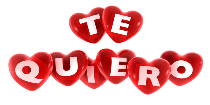 Corazones con texto “Te quiero”