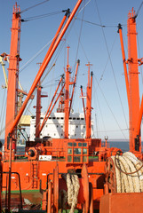 The freight ship in the port