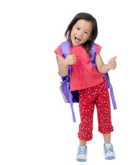 A young asian school girl ready for class.