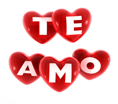corazones con texto “Te amo”