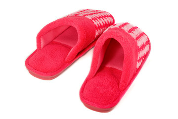 Red slippers isolated on white