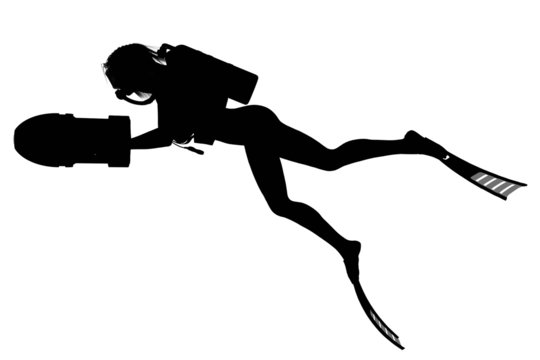 black scuba diver with object swimming clip art preview