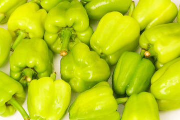 Bell peppers arranged at the market stand