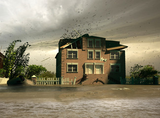 the flooding house (3D render)