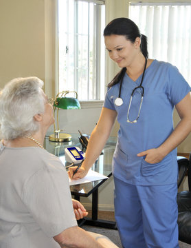 young nurse with senior patient