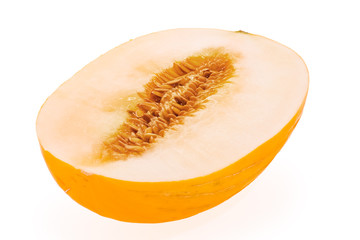 ripe aromatic melon taken pictures on white background