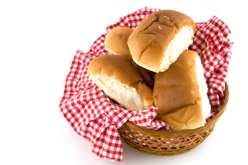 soft bread rolls in basket