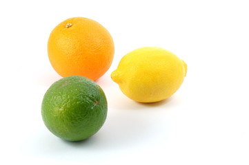 fresh lemon , orange , and citron fruits isolated on a white