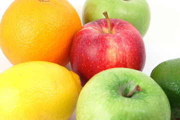 fruits like apple , lemon , citron  orange and lime  isolated