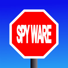 stop spyware sign on blue sky illustration