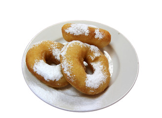 donuts on a plate isolated on a white background