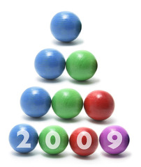 Juggling Balls with 2009 on Isolated White Background