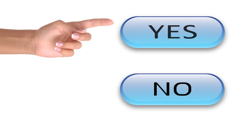 The hand showing on the yes-button.