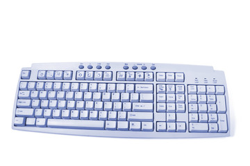 Computer Keyboard in Blue Tone on White Background