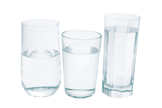 Glasses of Water on Isolated White Background