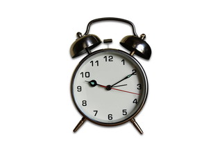 ringing clock on white