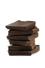 broken dark chocolate isolated