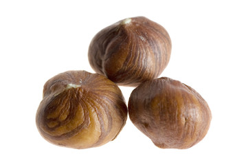 Obraz premium close-up of hazel nuts on white