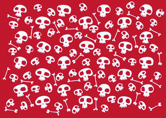 Pattern made of funny skulls and bones