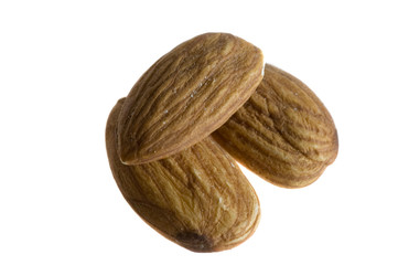 close-up of almonds on white