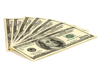 pack of dollars of the USA on a white background