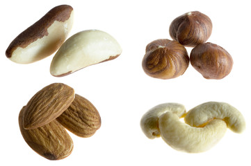 close-up of nuts on white