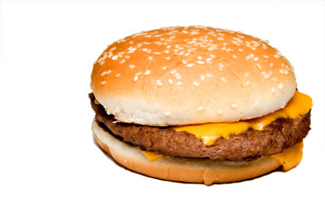 An all American classic cheeseburger on a sesame seed bun.