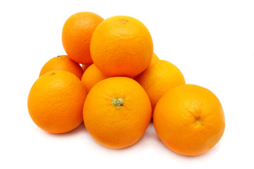 Close up of oranges isolated on white background.