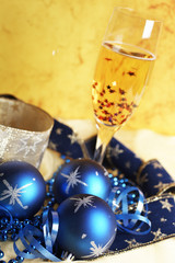 Christmas decoration over colour background. Shallow DOF