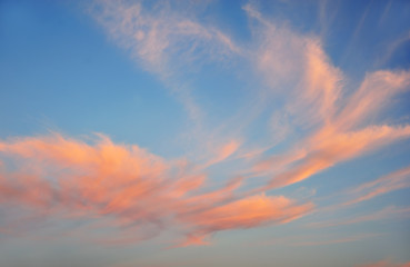 Image of sky with red clouds at sunset
