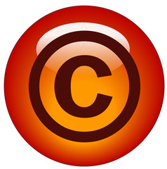 red copyright web button or icon - illustration