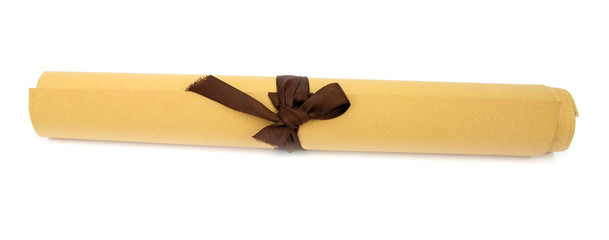 Scroll paper roll old on white