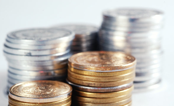 Coins stacks close-up