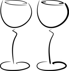 Zeichnung: Weinglas/Sektglas, zwei Versionen (Teil 3)