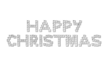 Silver Gift Boxes Spelling Happy Christmas