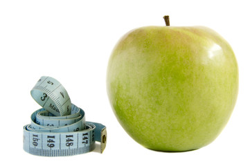 Apple and Measuring Tape isolated