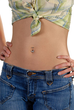 Close-up of slim, active, stomach of a very beautiful  model.