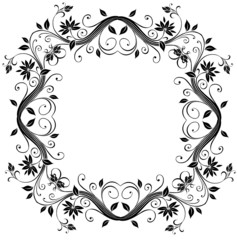 cadre floral exagonale noir