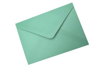 one post envelope on  white background,  close up