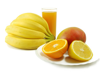 Fresh fruits isolated on a white background