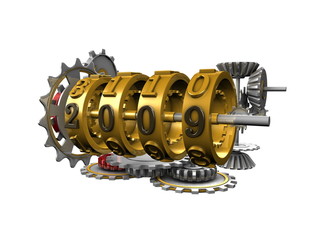 3d image, conceptual new year, Mechanical year counter 2009
