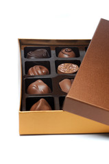 Sorted chocolate candies box isolated