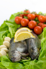 two trout with lemon and garlic
