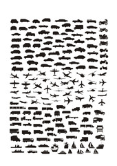 vector silhouettes of various vehicles - useful collection