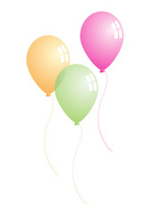 Three floating balloons