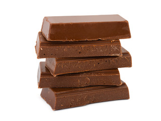 Heap of chocolate, isolated on white background