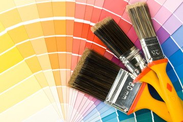 Brushes on a background from colour guide