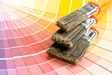 Brushes on a background from colour guide